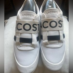 Lacoste Misano Elastic White and Navy Sneakers 9.5